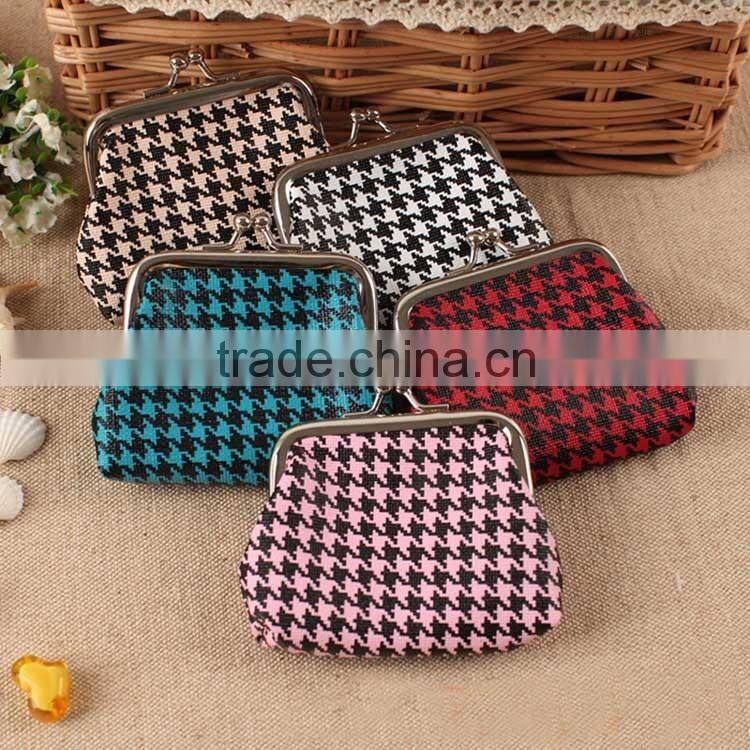 Bulk Wholesale Houndstooth Mini Leather Coin Purse