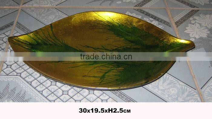 Hot sale gold leaf shape lacquered plate