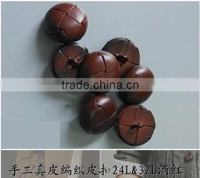 Wine Color Braided leather button