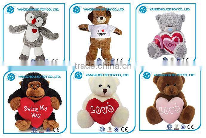 new style valentine gift soft polyester cute stuffed animal toys hugging heart