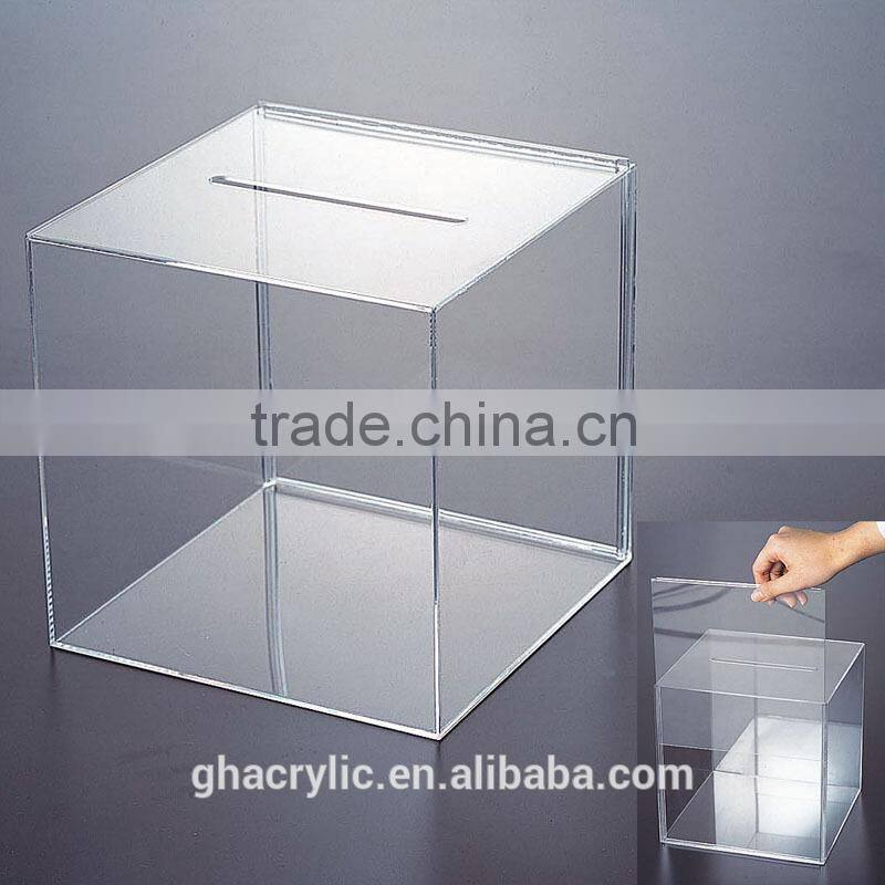 GH-RJ021High transparent acrylic donation boxes,acrylic square box