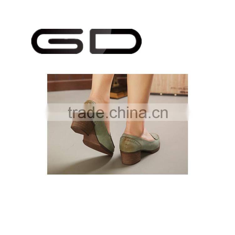 GD fashion retro pointed toe soft leather flat shoes for women
