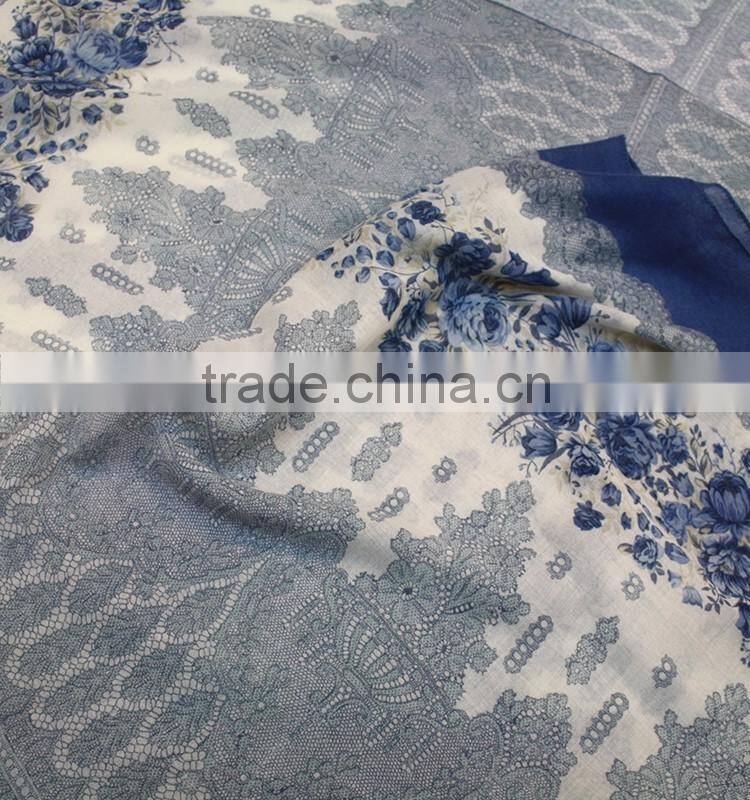 Wholesale Flower Design Printed Plain 100% Viscose Scarf