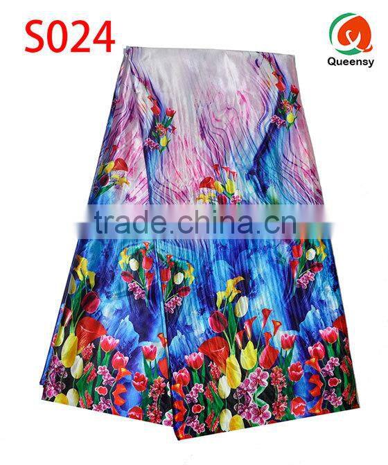 2015 latest design 100% silk satin fabric, beautiful indian satin fabric S024