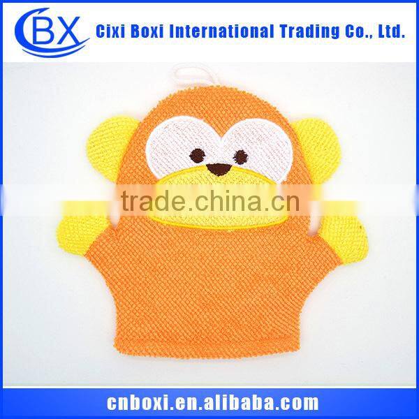 2015 Brand new custom polyester/nylon baby bath glove,hot water gloves