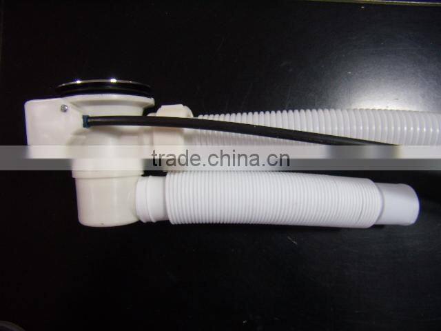 solid brass head overflow drain for baths with flexible plastic tube