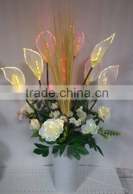 2017 New Garden Decor Lamp Wholesale Price artificial Big size fiber optic Calla Lily Flower Pot