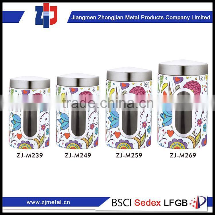 high quality factory price small size airtight canister set with window