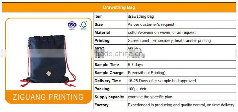 Custom Design Drawstring Cotton Bag