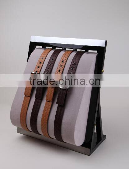Stand velvet wooden leather belt display