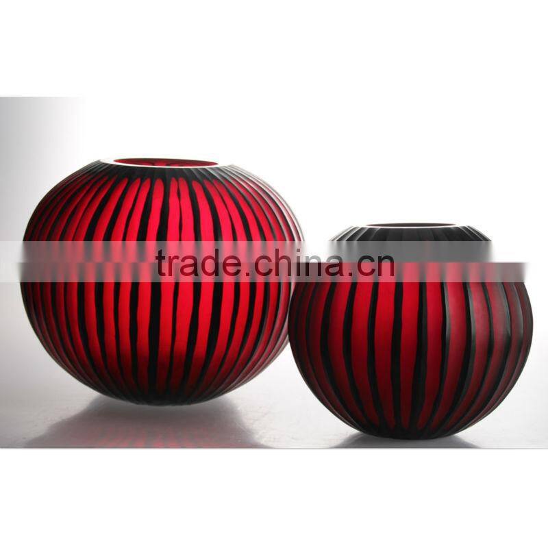 Unique engraved red glass vases for wedding decoration