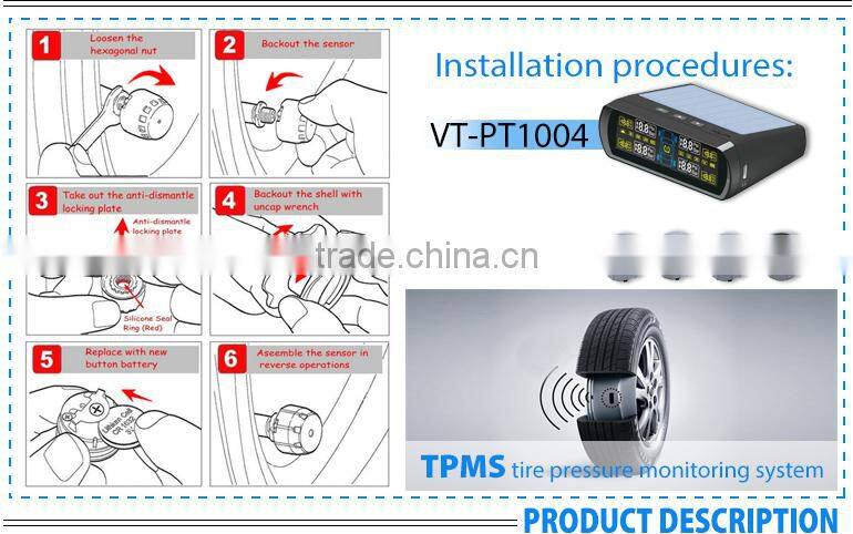 High quality digital monitor tire pressure gauges,solar power technology, external sensor