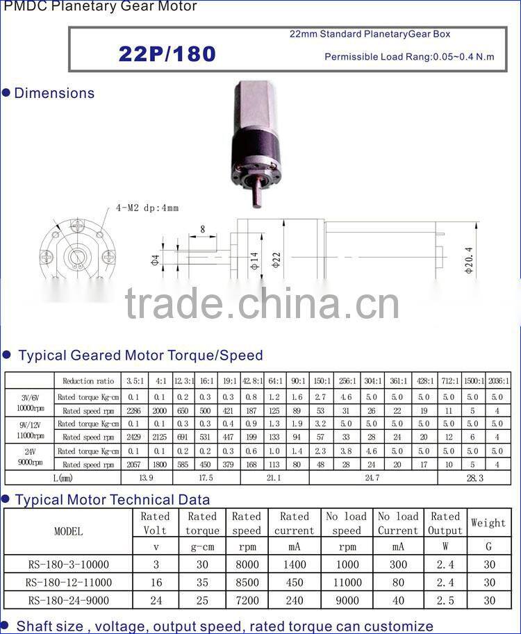 dc 24mm 28mm 32mm 36mm 42mm planetary motor 10 rpm motor