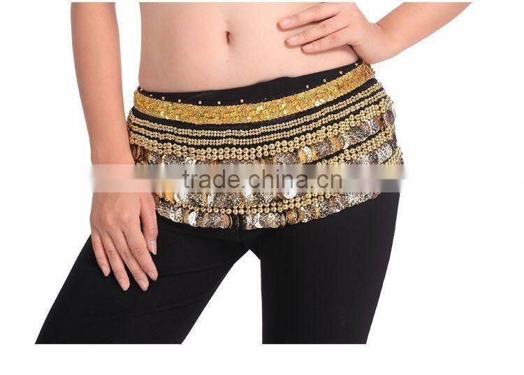 2016 Cheap New Women Belly Dance Coin Belts Belly Dancing Hip Scarf for Sale 10 Colors Available