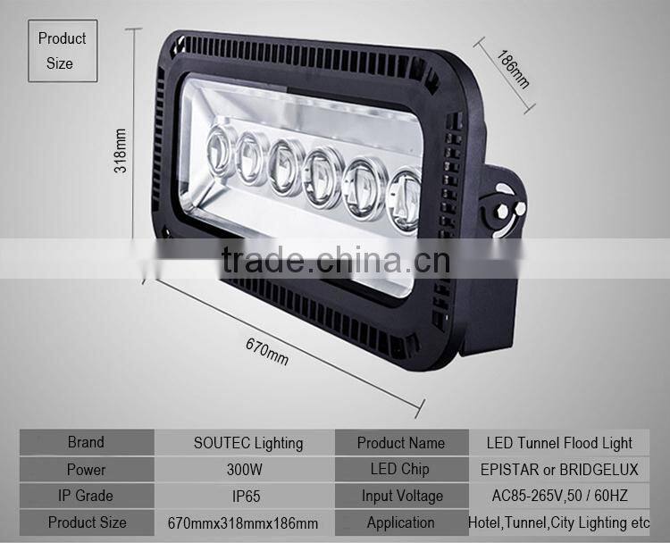 CE RoHS certificated IP65 240W high power led outdoor flood light for tunnel lighting street light