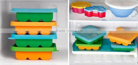 BPA Free Silicone Baby Blocks Freezer Storage Container