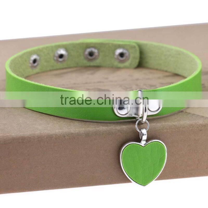 Wholesale anime rock Harajuku punk gothic heart necklace pendant leather necklace leather collar choker necklace bracelet