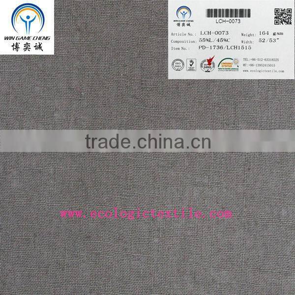 15s*15s 164 gsm plain dyed linen cotton blended fabric