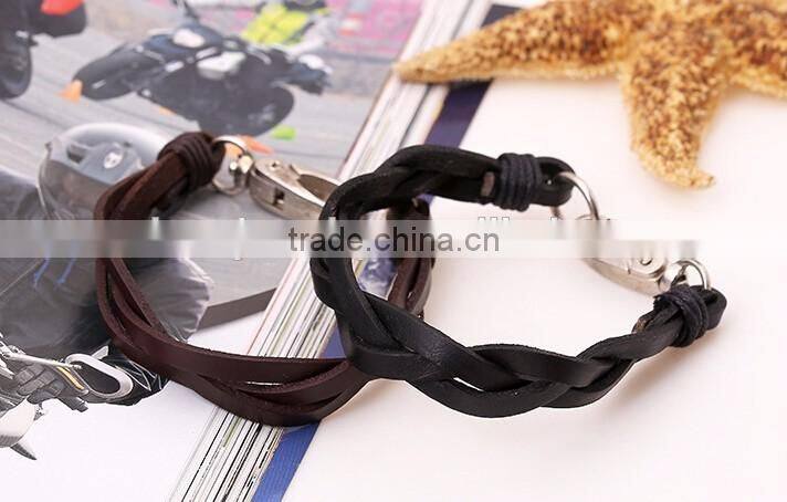 2016 Braided Leather Bracelet With Clasp Cheap Bangle Wholesale