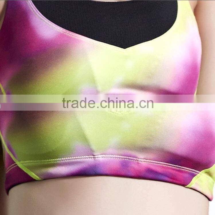 2016 new fashion sport bra quick-drying bra active wear colorful pattern designer sports bra for ladies