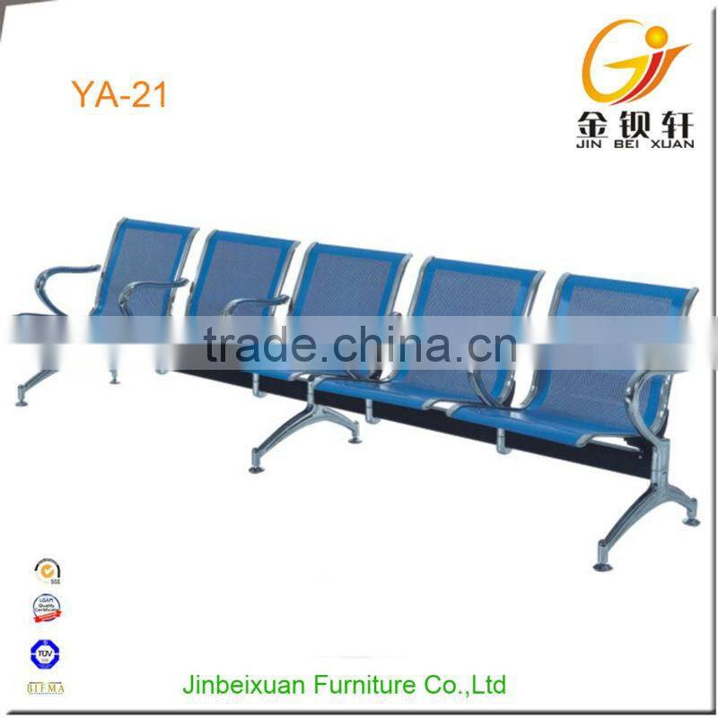 Stainless steel bule color public salon waiting area chairs