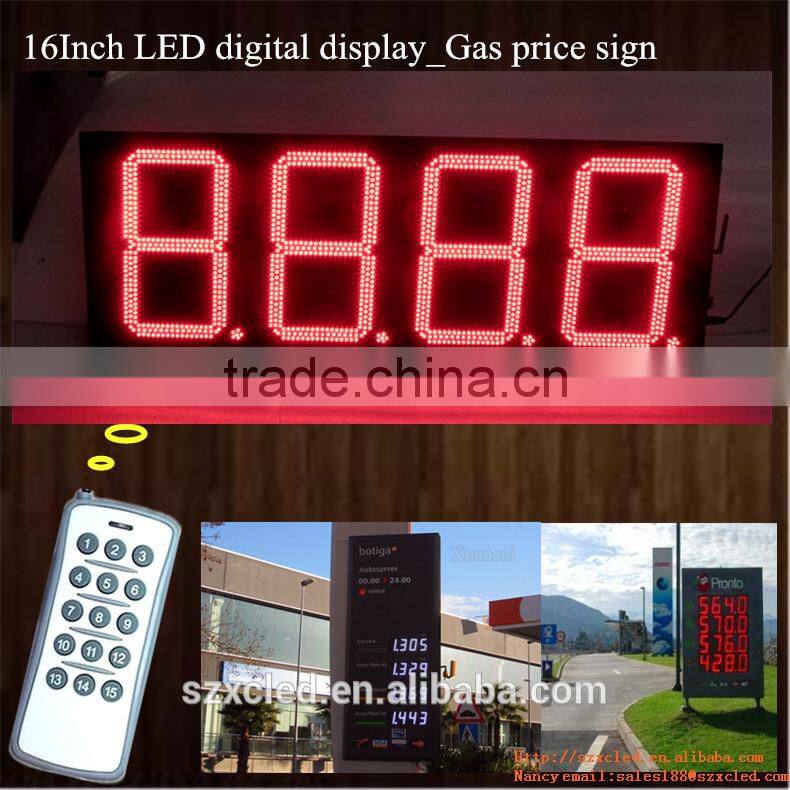 8"10" 12"16"18"20"24"inch Outdoor LED petrol gas price station /7 segment digits LEDTime Temperature display sign
