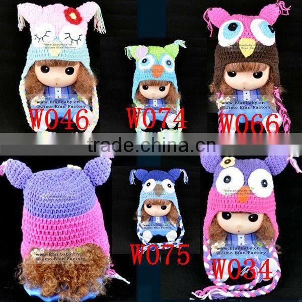 knit owl beanie handmade crochet animal hats for children