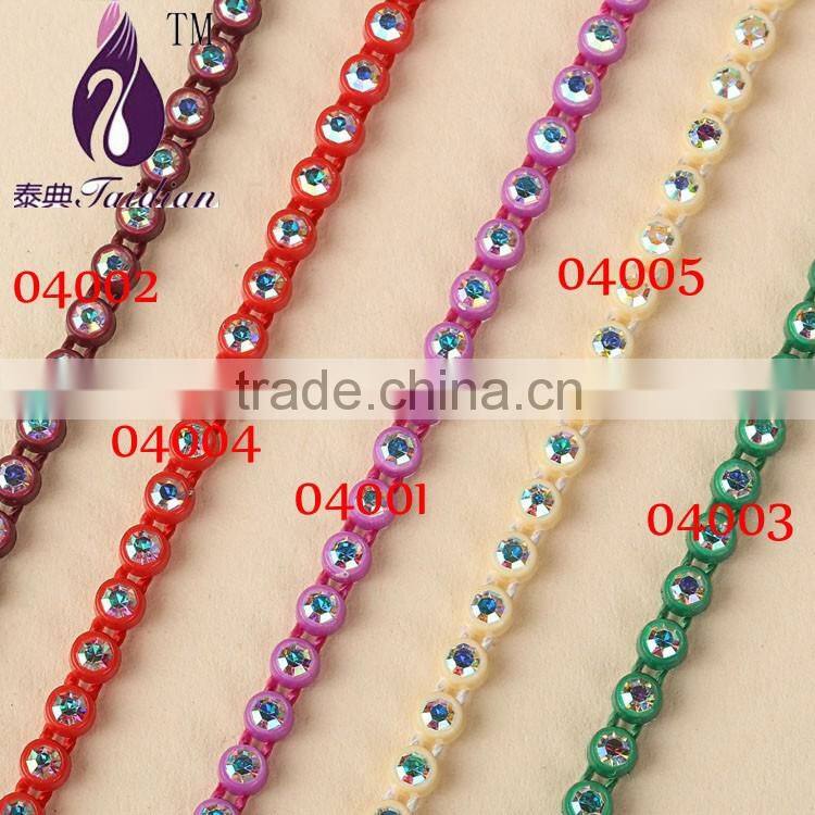 rhinestone dress trim,ss8 ab rhinestone banding