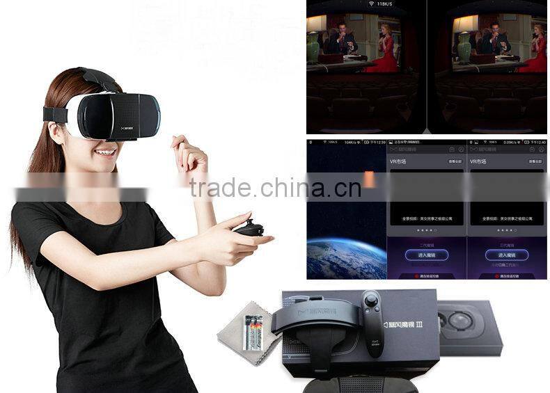 Best Gift Baofeng Storm III Virtual Reality 3D Video Glasses for 4.7 - 6" Smartphone VR 3D Glasses + Bluetooth Remote Joystick