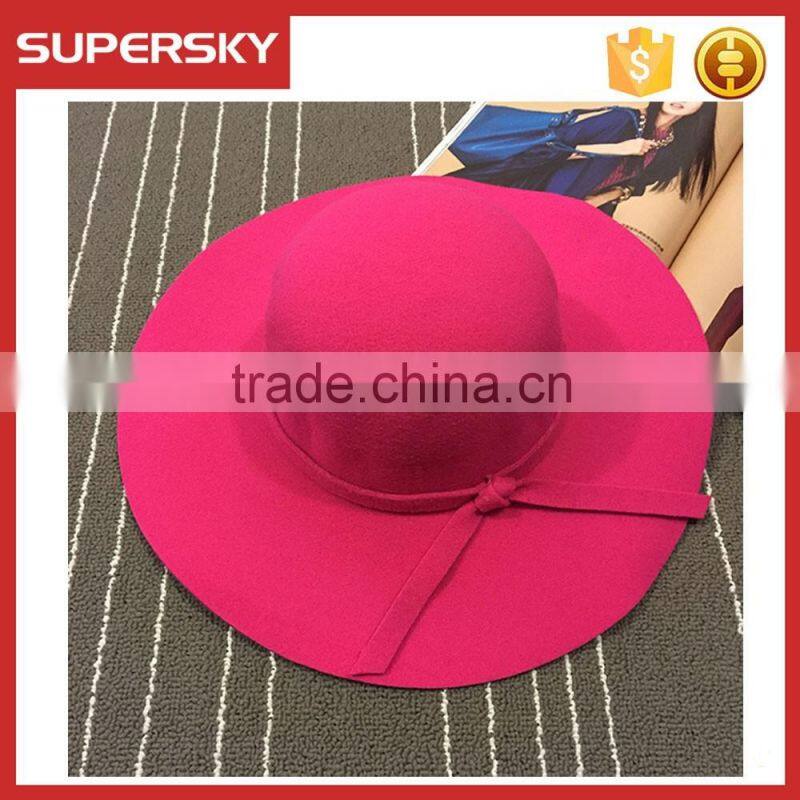V-339 Fahion women vintage wide brim wool felt bowler fedora hat floppy cloche