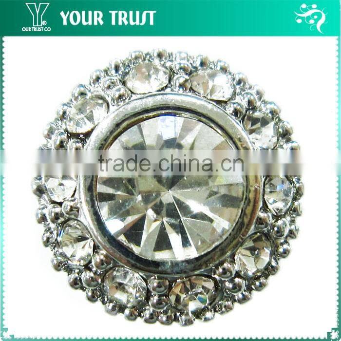 Vintage Crystal Rhinestone Silver Metal Nickel Free Shank Rhinestone Button