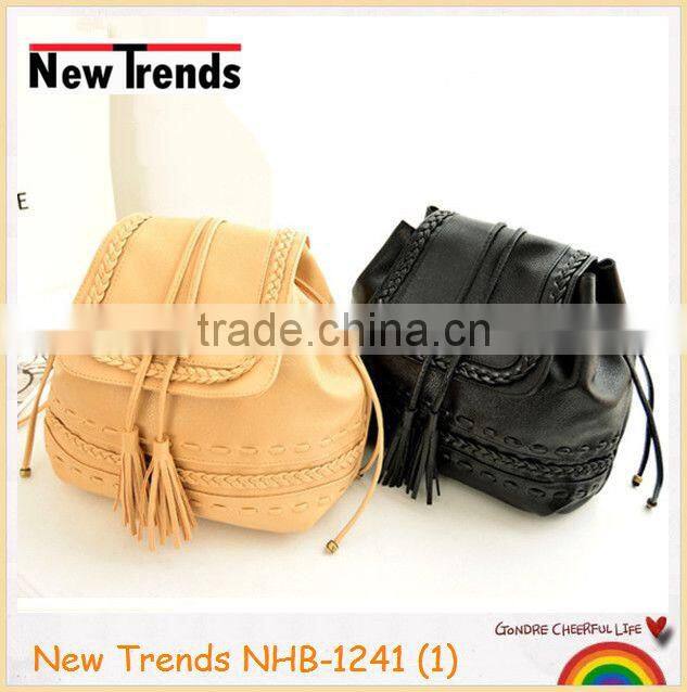 Cream braid PU bag and the tassels