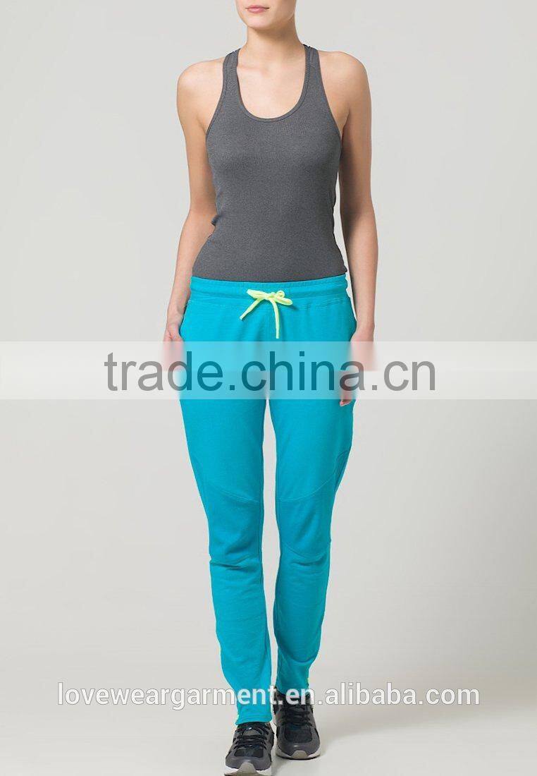 Women loss weight training sweat pants with bottom open zip for wholesale