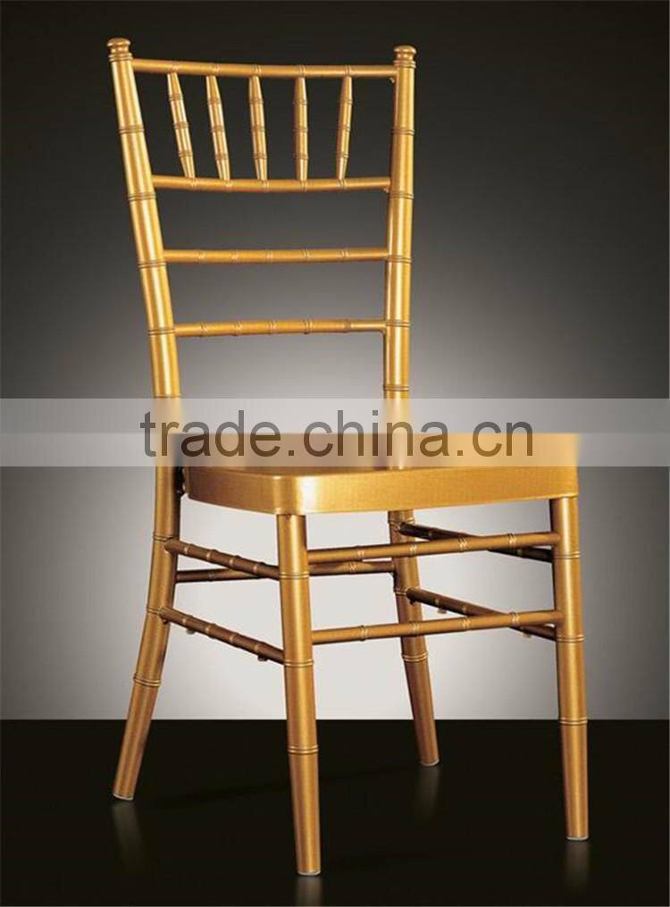 Wholesale stackable golden banquet aluminum metal wedding chiavari chair with cushion