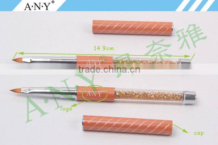 ANY Nail Art Crystal Extension Nails Building Rhinestone Handle Flat Nail Brush Gel Art