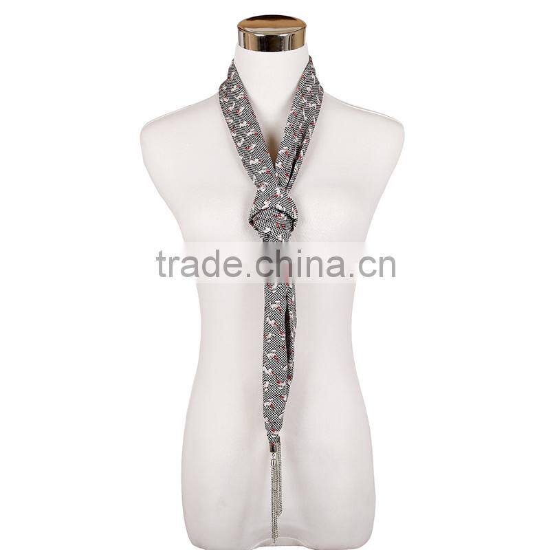 2015 Preppy style presentative leaves printing fashion chiffon scarf