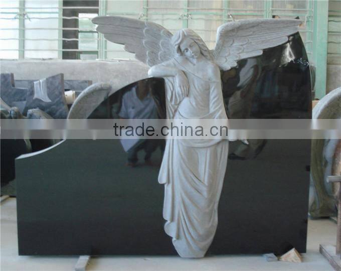 angel granite polished black funeral monument