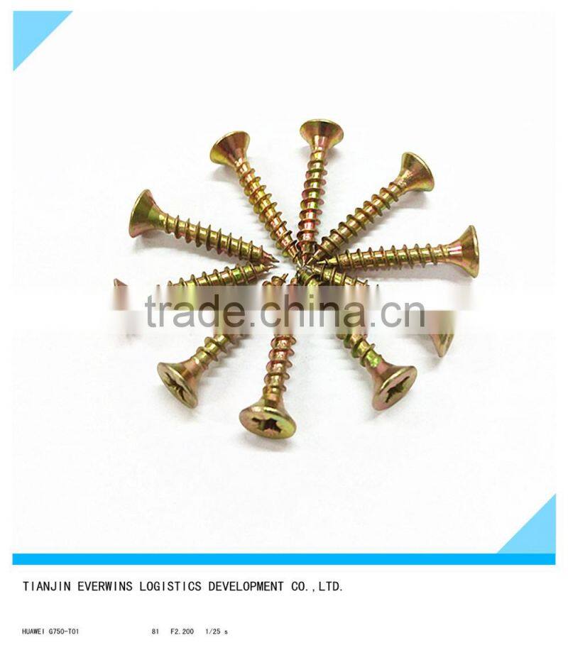 Yellow Zinc Galvanized screws Pozidriv head Fine thread Drywall screws