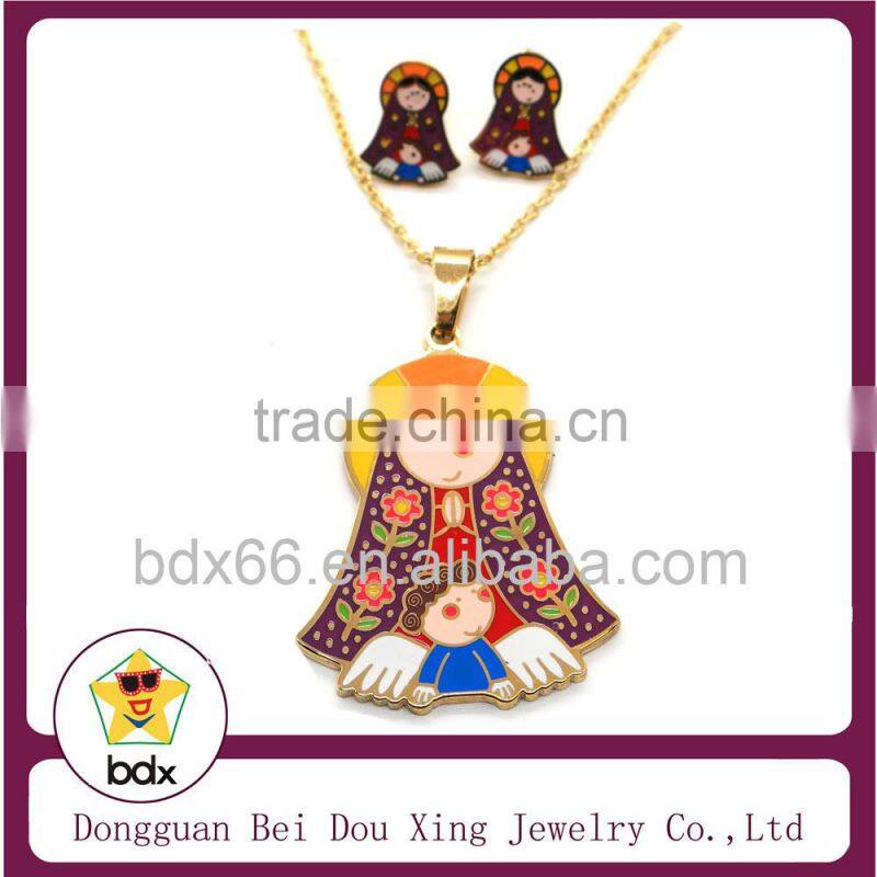 Muslim Jewelry China Wholesales Fashion Gold Plated Stainless Steel Religious Catholic Our Father Jesus Cross Charm Necklace