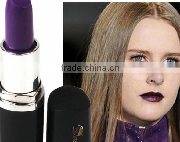 Wholesale High Quanlity Sexy Safe Black Purple Colors Brands Natural Matte Waterproof Lipstick