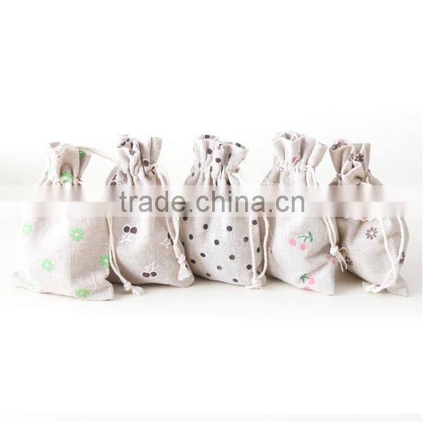 Small Drawstring Canvas Jewelry Pouch Bag