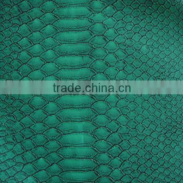 Embossed PU snake skin artificial leather with printing two color