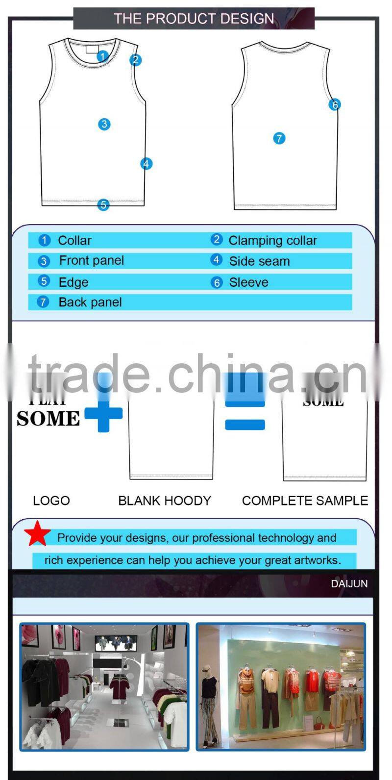 Daijun OEM slim fit 100% cotton plain man white tank tops in bulk