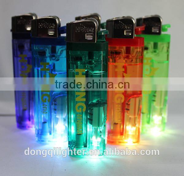 hot sell Plastic Silver cap Flint Lighter with LED