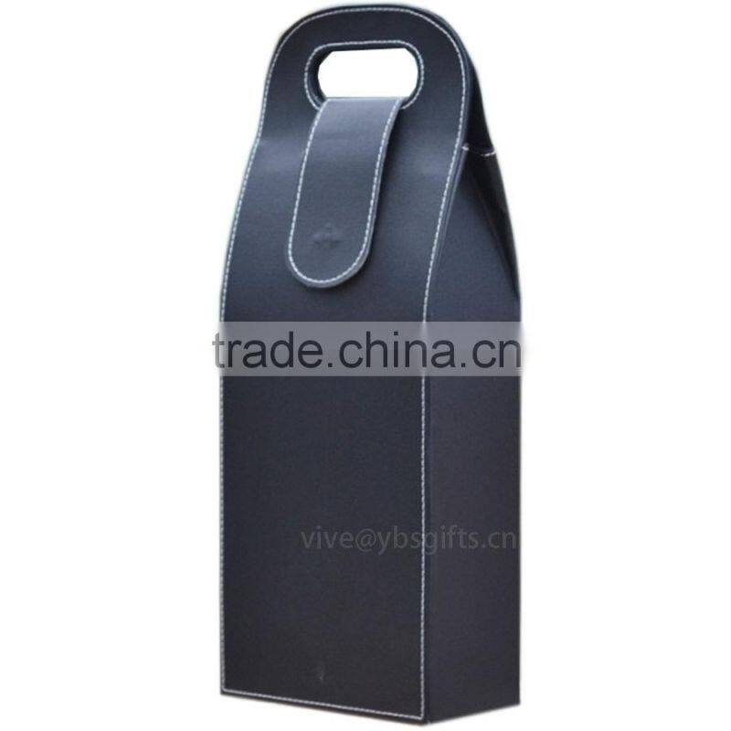 high quality black leather wine bag