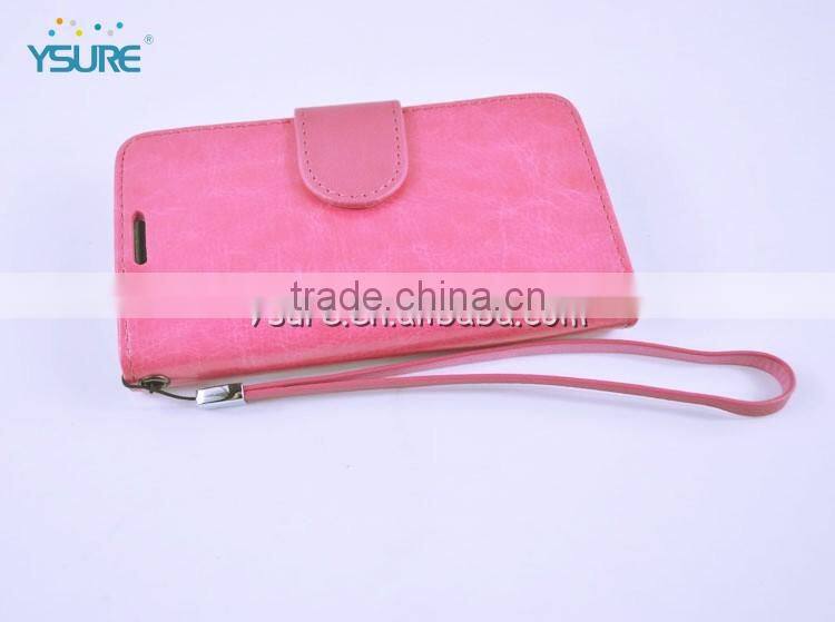 Pink Leather Flip Case for Sony L39h Mini with Wristlet