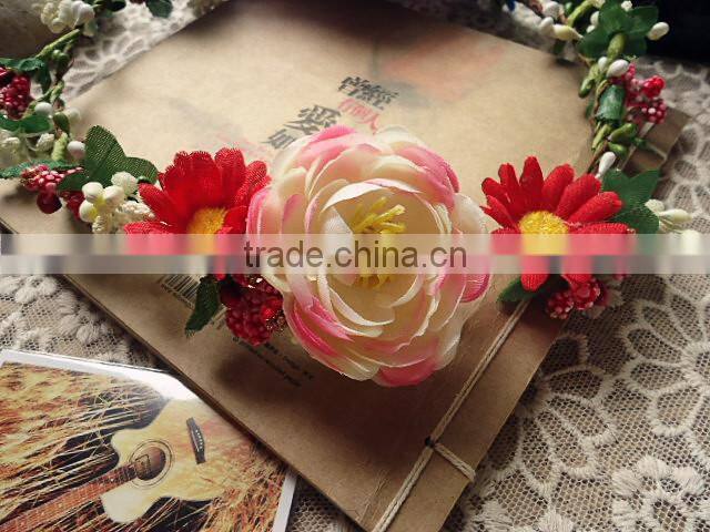 Artificial Hawaii Flower Bridal Party Woman Girls Flower Wreath Hair Accessory