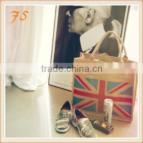 American Flag lady single shoulder bag jute bag