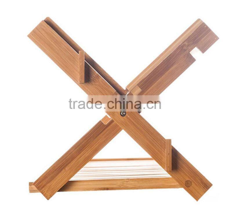 Two Layers Bamboo Dish Rack, Foldable, Compact Fold Size Dish Rack