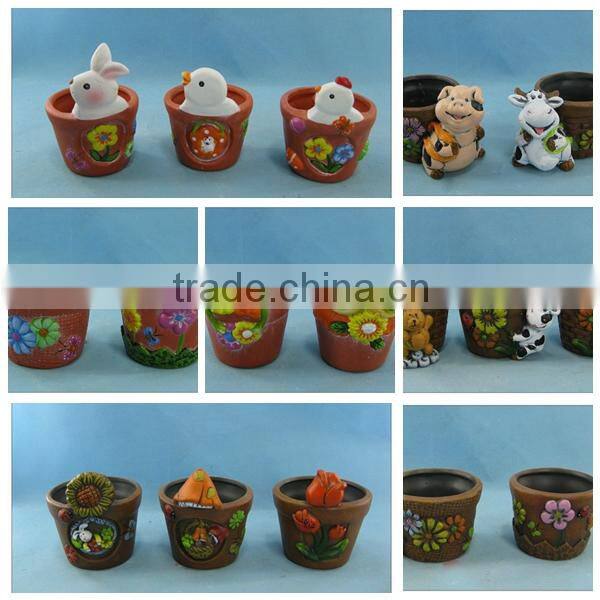 Ceramic garden decoration cute carpenterworm flower pot